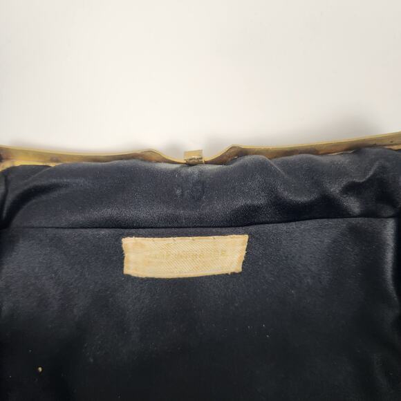 Vintage Black Velvet Clutch Purse 9" x 5" Paris Gold Hardware - Picture 8 of 8